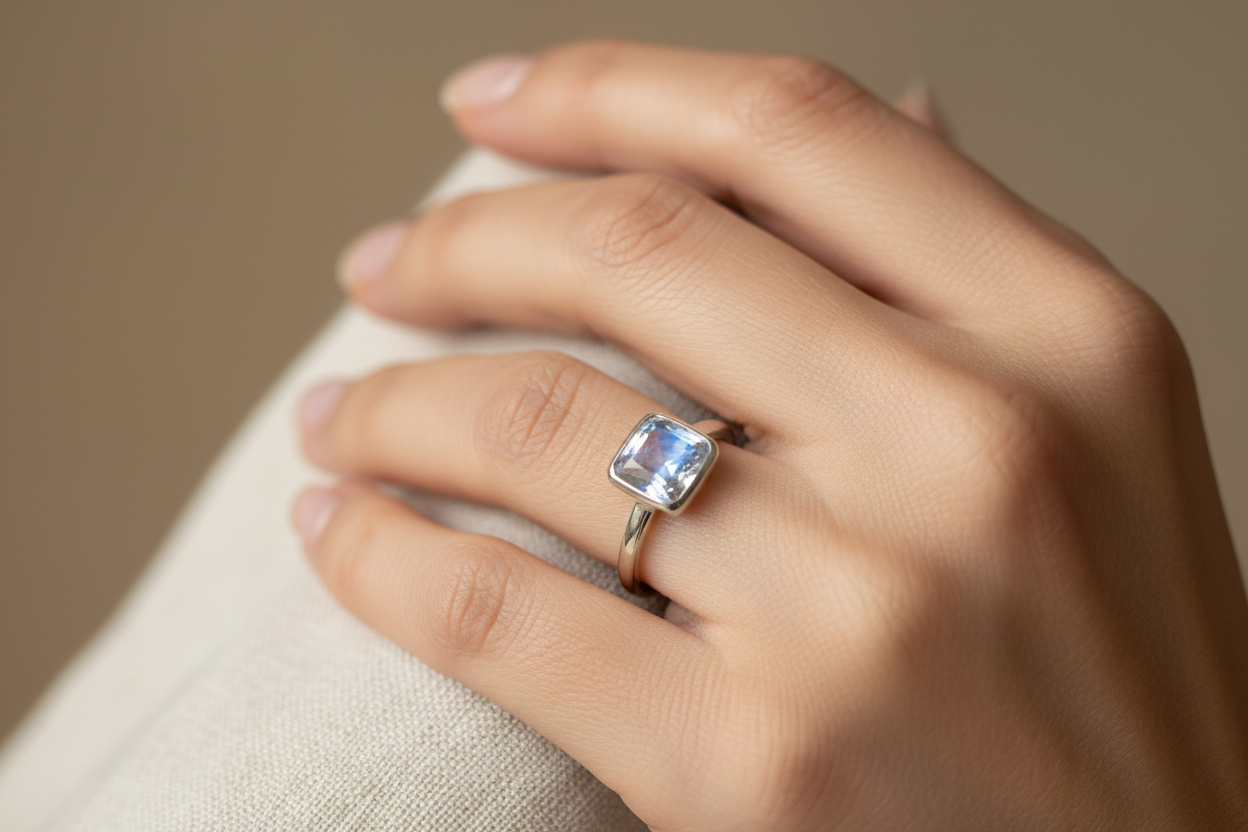 bague pierre de lune portée sur doigt signification énergétique