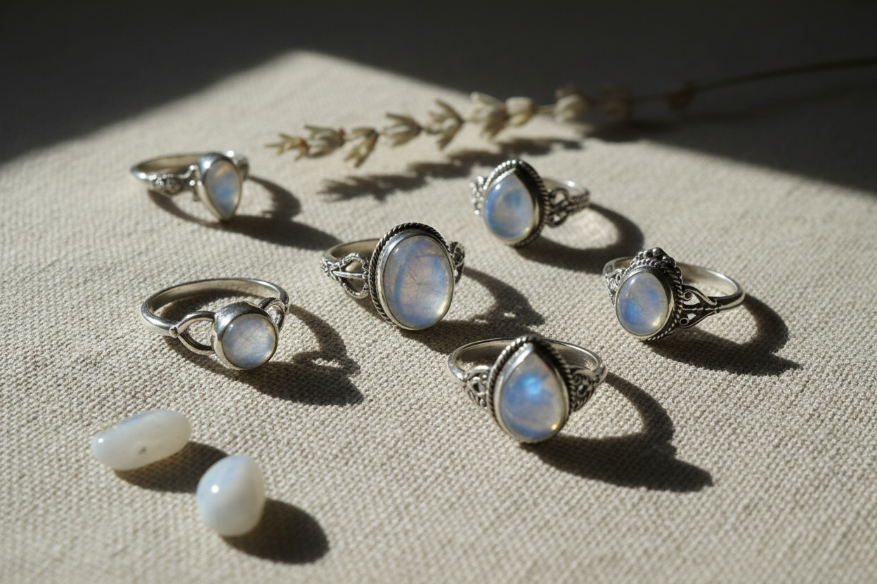 bague pierre de lune styles formes signification