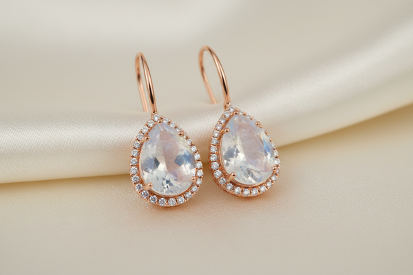 Boucles d’oreilles en Pierre de Lune – lumière et féminité