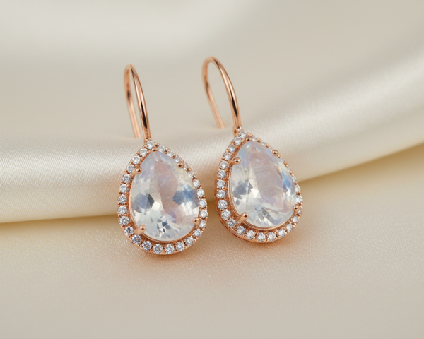 Boucles d’oreilles en Pierre de Lune – lumière et féminité