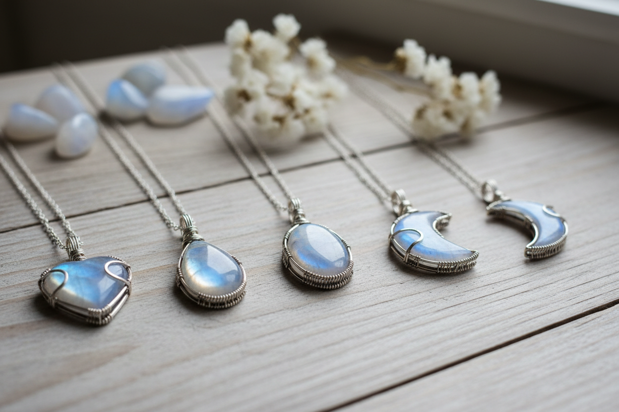 pendentif pierre de lune collier symbolique