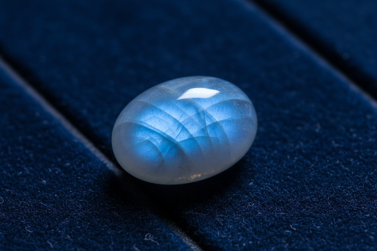 pierre de lune bleue reflets intenses adularescence naturelle