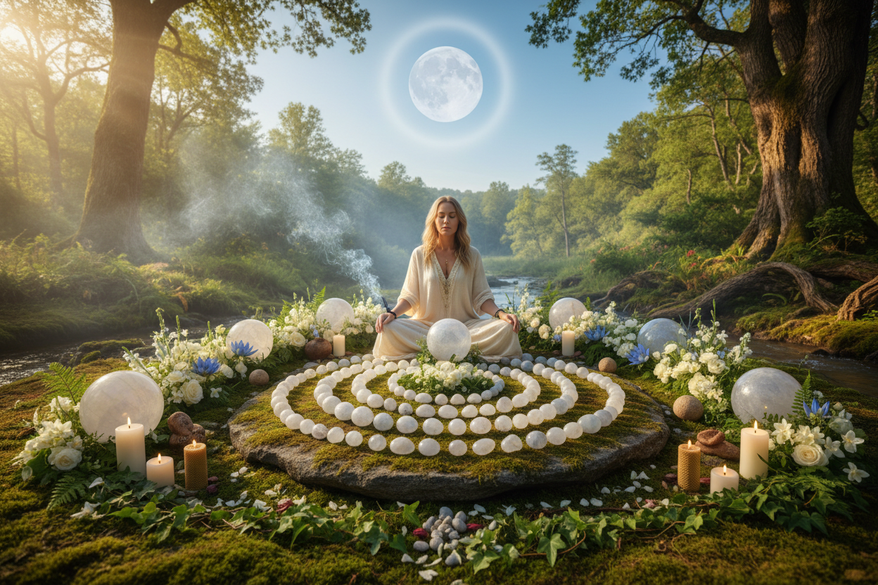 pierre de lune féminin sacré énergie lunaire méditation