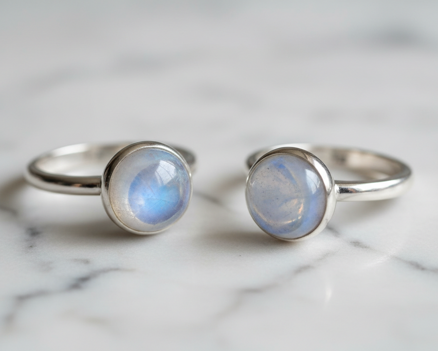 Collection bagues pierre de lune cabochon argent 925 - bijoux femme - 123 Pierre de Lune