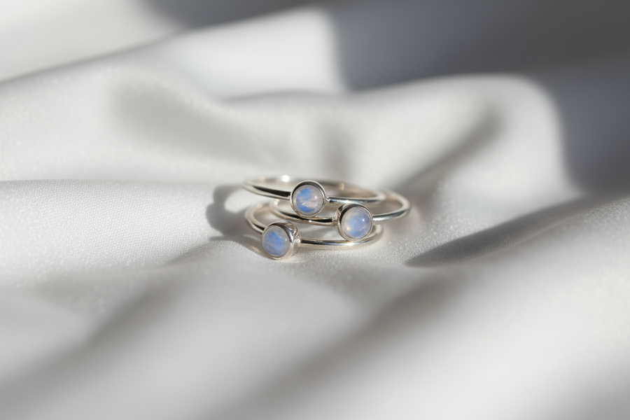 Bague Argent 925 Et Pierre De Lune Ovale - Délicatement Doux - Taille 48 (BA-AR-653)