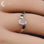 Bague Pierre de Lune (Cassandra) argent 925 rhodié, petite pierre ovale facettée 6mm.