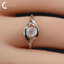 Bague Pierre de Lune (Clémence) femme argent 925 rhodié avec pierre ronde 5mm.
