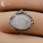 Bague Pierre de Lune (Kyrene) en argent 925 massif avec large pierre ovale 11x14mm.