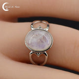 Bague Pierre de Lune (Thalia) classique avec pierre ovale généreuse 8x10mm.