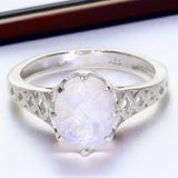 Bague Pierre de Lune Facettée Ovale en Argent (Hécate)