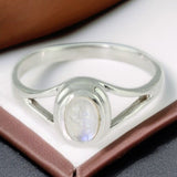 Bague Pierre de Lune Naturelle Ovale Argent Massif (Nixe)