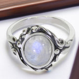 Bague Pierre de Lune Fine Ovale en Argent Massif (Pléiade)