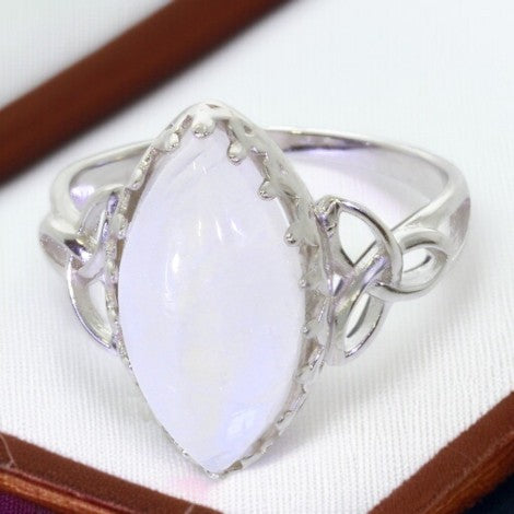 Bague Pierre de Lune Marquise Design Celtique (Aglaé)