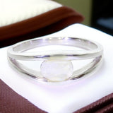 Bague Fine Pierre de Lune Ovale Facettée Argent (Sélinonte)