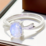 Bague Pierre de Lune Scintillante Facettée Argent (Théia)