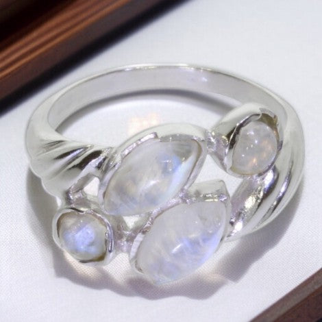 Bague Multi Pierres de Lune Argent Massif 925 (Xanthe)