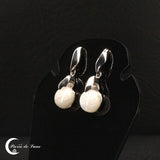 Boucles d'oreilles pierre de lune rondes 10 mm argent 925 (Crystalline)