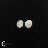 Boucles d'oreilles pierre de lune cabochon 12 mm argent 925 (Lunaria)