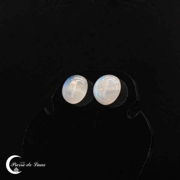 Détail de la monture puce des Boucles d'oreilles Pierre de Lune (Lunaria)