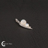 Bijou femme Pendentif (Flo) : deux pierres de lune naturelles de 4mm et 6mm sur argent 925.
