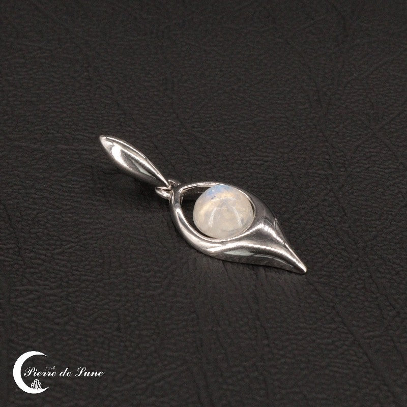 Bijou femme élégant : Pendentif Pierre de Lune (Galène) avec pierre naturelle et éclatante monture argent.
