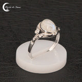 Vue de dessus Bague (Helxine) montrant la pierre 6x8mm et les détails de la monture.