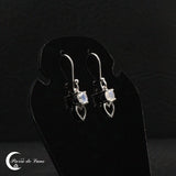 Boucles d'oreilles pierre de lune pendantes facettées argent 925 (Merveille)