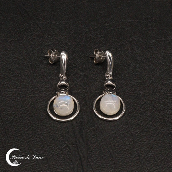 Fermoir tige et poussette des Boucles d'oreilles Pierre de Lune (Althéas)