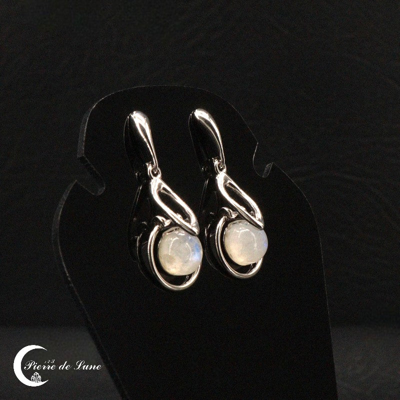 Paire de boucles d'oreilles (Althéas) avec pierres de lune cabochon 8mm