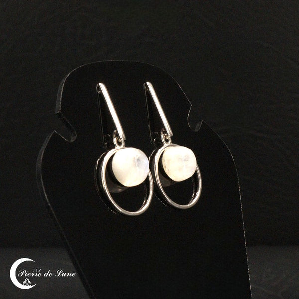 Boucles d'oreilles femme Pierre de Lune (Luna) hypoallergéniques, argent sterling