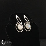 Boucles d'oreilles pierre de lune pendantes argent 925 (Iole)