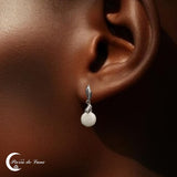 Boucles d'oreilles pierre de lune rondes 10 mm argent 925 (Crystalline)