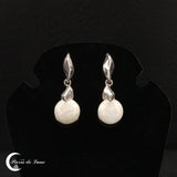 Boucles d'oreilles pierre de lune rondes 10 mm argent 925 (Crystalline)