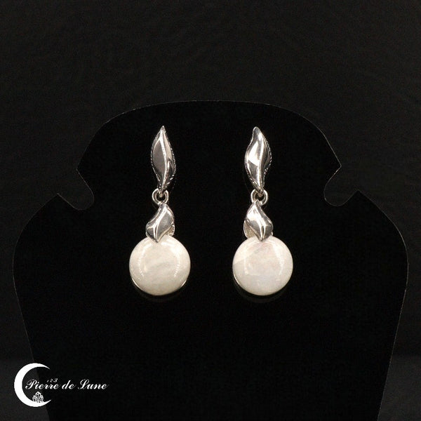Paire de Boucles d'oreilles Pierre de Lune (Crystalline) à l'éclat pur