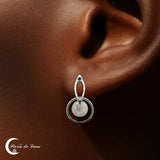 Boucles d'oreilles pierre de lune pendantes argent 925 (Iole)