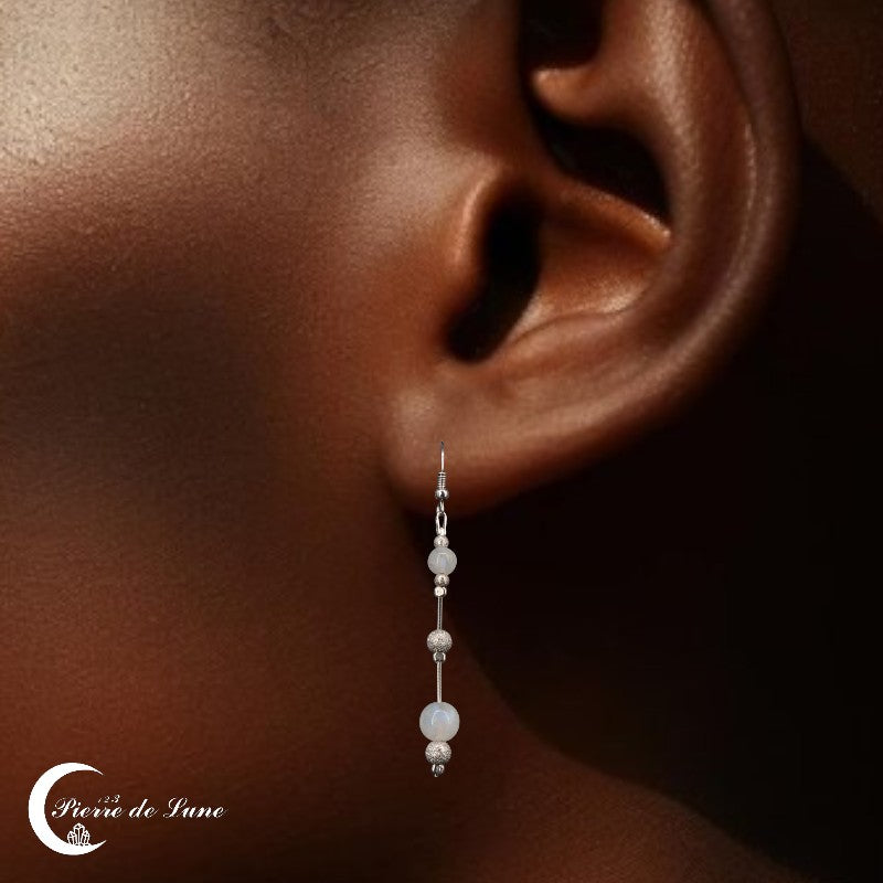 L'éclat subtil des pierres de lune en forme de perle sur les Boucles d'oreilles (Perle).