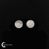 Boucles d'oreilles pierre de lune cabochon 12 mm argent 925 (Lunaria)