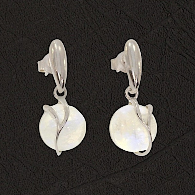 Cadeau d'exception : Boucles d'oreilles Pierre de Lune (Merveille) en argent.