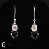 Boucles d'oreilles pierre de lune pendantes facettées argent 925 (Merveille)