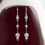 Boucles d'oreilles pierre de lune double perle argent 925 (Perle)