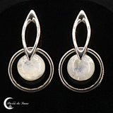 Boucles d'oreilles pierre de lune pendantes argent 925 (Iole)