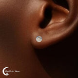 Boucles d'oreilles pierre de lune cabochon 12 mm argent 925 (Lunaria)