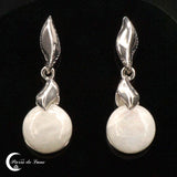 Boucles d'oreilles pierre de lune rondes 10 mm argent 925 (Crystalline)