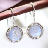 Boucles d'oreilles pierre de lune boule argent 925 (Cybèle)