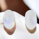 Boucles d'oreilles pierre de lune grandes ovales argent 925 (Fantaisie)