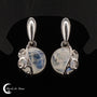 Paire de Boucles d'oreilles Pierre de Lune (Harmonie) avec pierres rondes de 10mm en argent.