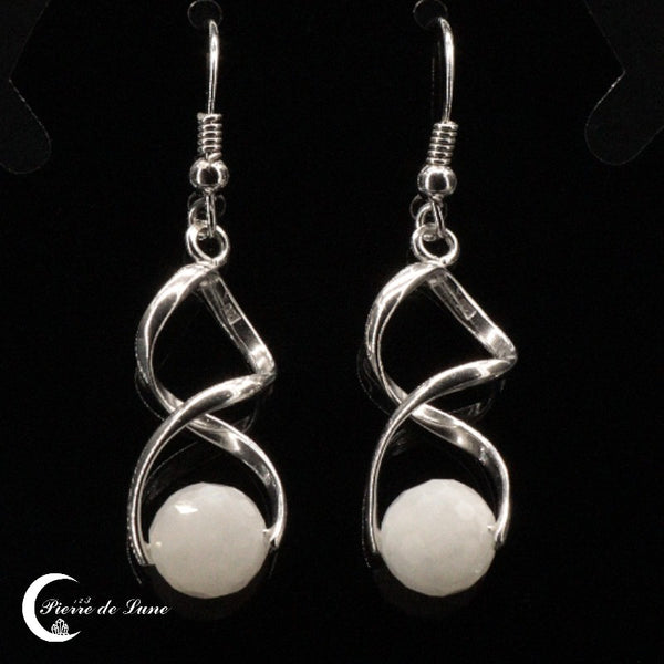 Boucles d'oreilles Pierre de Lune (Hélios) au design lumineux en argent 925