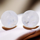 Boucles d'oreilles pierre de lune cabochon 12 mm argent 925 (Lunaria)