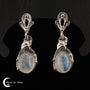 Paire de Boucles d'oreilles Pierre de Lune (Mystique) avec pierres ovales de 6x8mm sur argent.