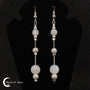 Paire de Boucles d'oreilles Pierre de Lune (Perle) avec double sphère de 6mm et 8mm en argent.